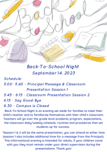 Back to School Night